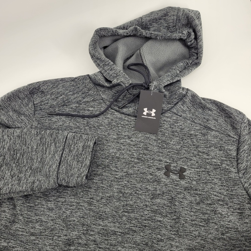 Under Armour Training Gorpcore Fleece Hoodie Mens L Gray Heathered Pullover NEW
